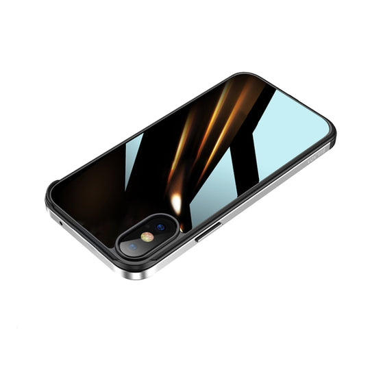 For iPhone X / XS SULADA Shockproof Aviation Aluminum Metal Frame + Nano Glass + TPU Protective Case(Silver)