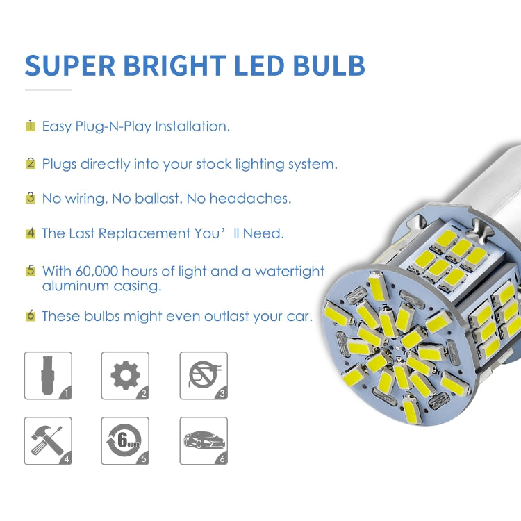 1 Pair E0053 9-14V 1157-54SMD-2835 6000K 1080LM White Light Car Decoding Brake Driving Light - Brake Lights by buy2fix | Online Shopping UK | buy2fix