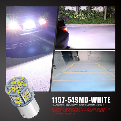 1 Pair E0053 9-14V 1157-54SMD-2835 6000K 1080LM White Light Car Decoding Brake Driving Light - Brake Lights by buy2fix | Online Shopping UK | buy2fix