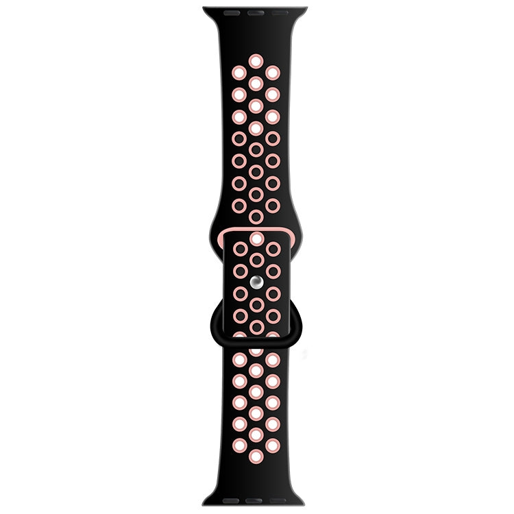 Butterfly Buckle Dual-tone Liquid Silicone Watch Band For Apple Watch Series 9&8&7 41mm / SE 3&SE 2&6&SE&5&4 40mm / 3&2&1 38mm(Black+Light Pink) by buy2fix