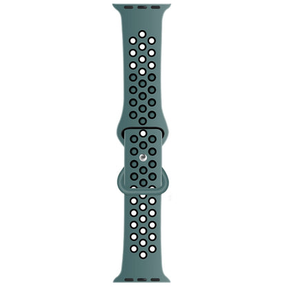 Butterfly Buckle Dual-tone Liquid Silicone Watch Band For Apple Watch Series 9&8&7 41mm / SE 3&SE 2&6&SE&5&4 40mm / 3&2&1 38mm(Light Blue Feather+Black) by buy2fix