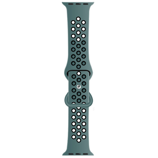 Butterfly Buckle Dual-tone Liquid Silicone Watch Band For Apple Watch Series 9&8&7 41mm / SE 3&SE 2&6&SE&5&4 40mm / 3&2&1 38mm(Light Blue Feather+Black) by buy2fix