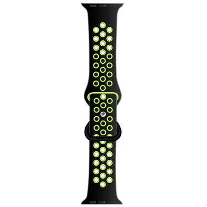 Butterfly Buckle Dual-tone Liquid Silicone Watch Band For Apple Watch Ultra 49mm&Watch Ultra 2 49mm / Series 9&8&7 45mm / SE 3&SE 2&6&SE&5&4 44mm / 3&2&1 42mm(Black+Yellow) by buy2fix