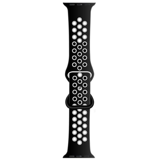 Butterfly Buckle Dual-tone Liquid Silicone Watch Band For Apple Watch Ultra 49mm&Watch Ultra 2 49mm / Series 9&8&7 45mm / SE 3&SE 2&6&SE&5&4 44mm / 3&2&1 42mm(Black+Grey) by buy2fix