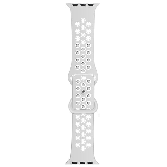 Butterfly Buckle Dual-tone Liquid Silicone Watch Band For Apple Watch Ultra 49mm&Watch Ultra 2 49mm / Series 9&8&7 45mm / SE 3&SE 2&6&SE&5&4 44mm / 3&2&1 42mm(Gray+Silver White) by buy2fix