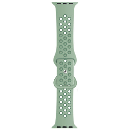 Butterfly Buckle Dual-tone Liquid Silicone Watch Band For Apple Watch Ultra 49mm&Watch Ultra 2 49mm / Series 9&8&7 45mm / SE 3&SE 2&6&SE&5&4 44mm / 3&2&1 42mm(Cloudy Gray+Gray Green) - Watch Bands by buy2fix | Online Shopping UK | buy2fix