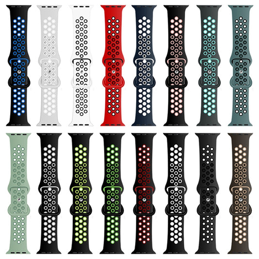 Butterfly Buckle Dual-tone Liquid Silicone Watch Band For Apple Watch Ultra 49mm&Watch Ultra 2 49mm / Series 9&8&7 45mm / SE 3&SE 2&6&SE&5&4 44mm / 3&2&1 42mm(Cloudy Gray+Gray Green) - Watch Bands by buy2fix | Online Shopping UK | buy2fix