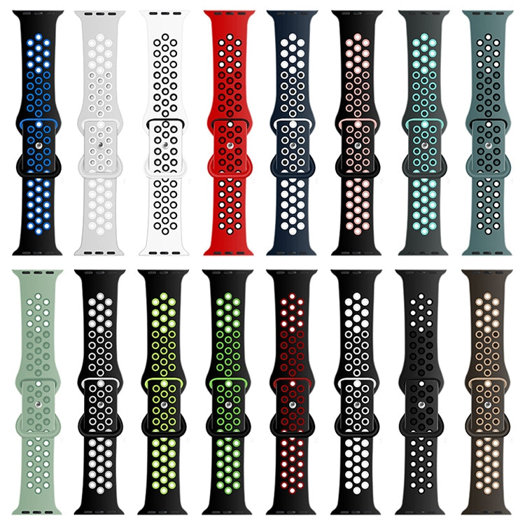 Butterfly Buckle Dual-tone Liquid Silicone Watch Band For Apple Watch Ultra 49mm&Watch Ultra 2 49mm / Series 9&8&7 45mm / SE 3&SE 2&6&SE&5&4 44mm / 3&2&1 42mm(Light Blue Feather+Black) by buy2fix