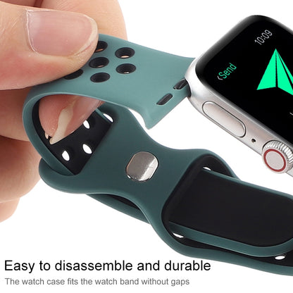 Butterfly Buckle Dual-tone Liquid Silicone Watch Band For Apple Watch Ultra 49mm&Watch Ultra 2 49mm / Series 9&8&7 45mm / SE 3&SE 2&6&SE&5&4 44mm / 3&2&1 42mm(Black+Green) by buy2fix