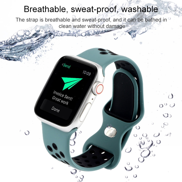 Butterfly Buckle Dual-tone Liquid Silicone Watch Band For Apple Watch Ultra 49mm&Watch Ultra 2 49mm / Series 9&8&7 45mm / SE 3&SE 2&6&SE&5&4 44mm / 3&2&1 42mm(Black+Green) by buy2fix