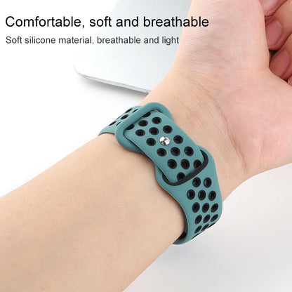 Butterfly Buckle Dual-tone Liquid Silicone Watch Band For Apple Watch Ultra 49mm&Watch Ultra 2 49mm / Series 9&8&7 45mm / SE 3&SE 2&6&SE&5&4 44mm / 3&2&1 42mm(Cloudy Gray+Gray Green) - Watch Bands by buy2fix | Online Shopping UK | buy2fix