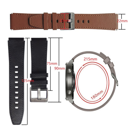 For Huawei Watch GT2 Pro Leather Watch Band(Grey) - Watch Bands by buy2fix | Online Shopping UK | buy2fix