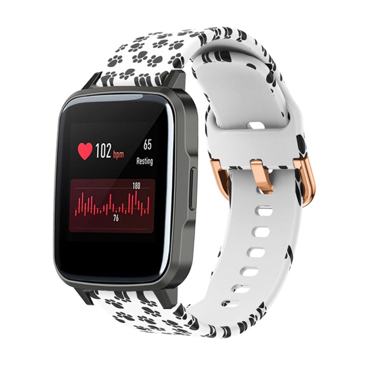 For Xiaomi Haylou LS01 Silicone Printing Watch Band(White Paw Print) - Watch Bands by MIJOBS | Online Shopping UK | buy2fix
