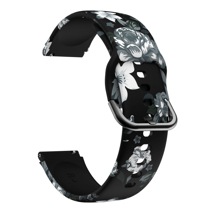For Xiaomi Haylou LS01 Silicone Printing Watch Band(Black Grey Flower) - Watch Bands by MIJOBS | Online Shopping UK | buy2fix