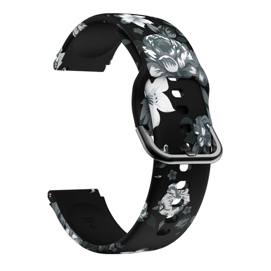 For Xiaomi Haylou LS01 Silicone Printing Watch Band(Black Grey Flower) - Watch Bands by MIJOBS | Online Shopping UK | buy2fix