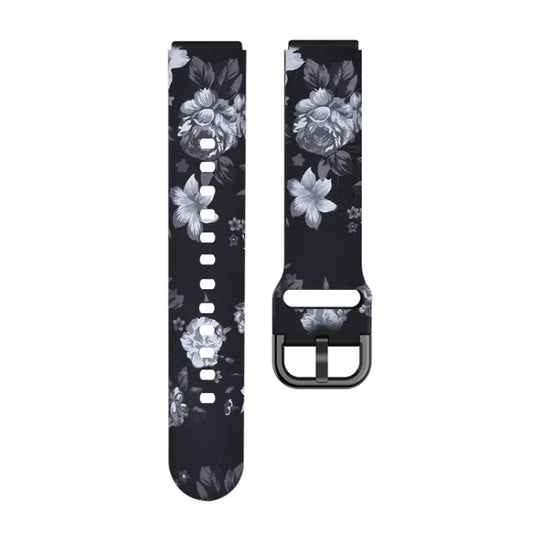 For Xiaomi Haylou LS01 Silicone Printing Watch Band(Black Grey Flower) - Watch Bands by MIJOBS | Online Shopping UK | buy2fix