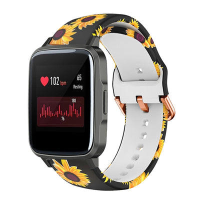 For Xiaomi Haylou LS01 Silicone Printing Watch Band(Black Sunflower) - Watch Bands by MIJOBS | Online Shopping UK | buy2fix