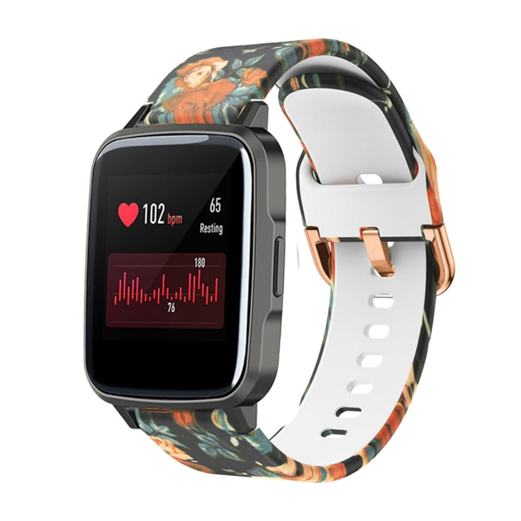 For Xiaomi Haylou LS01 Silicone Printing Watch Band(Red Rose) - Watch Bands by MIJOBS | Online Shopping UK | buy2fix