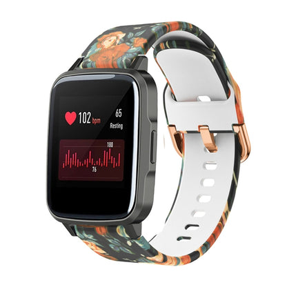 For Xiaomi Haylou LS01 Silicone Printing Watch Band(Red Rose) - Watch Bands by MIJOBS | Online Shopping UK | buy2fix