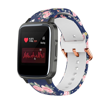 For Xiaomi Haylou LS01 Silicone Printing Watch Band(Blue Pink Rose) - Watch Bands by MIJOBS | Online Shopping UK | buy2fix