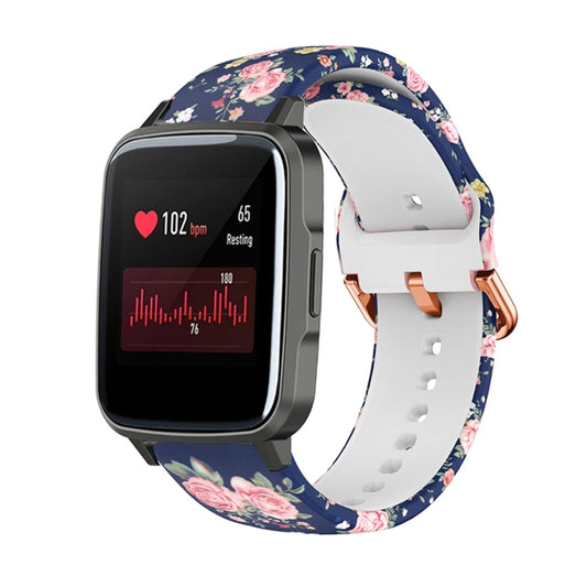 For Xiaomi Haylou LS01 Silicone Printing Watch Band(Blue Pink Rose) - Watch Bands by MIJOBS | Online Shopping UK | buy2fix