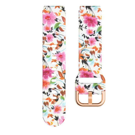For Xiaomi Haylou LS01 Silicone Printing Watch Band(Bird Flower) - Watch Bands by MIJOBS | Online Shopping UK | buy2fix
