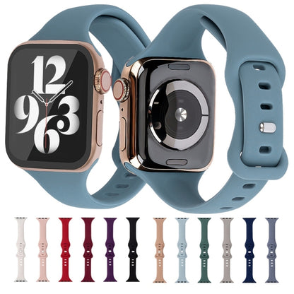 Slimming 8-buckle Silicone Watch Band For Apple Watch Ultra 49mm&Watch Ultra 2 49mm / Series 9&8&7 45mm / SE 3&SE 2&6&SE&5&4 44mm / 3&2&1 42mm(Light Grey) - Watch Bands by buy2fix | Online Shopping UK | buy2fix