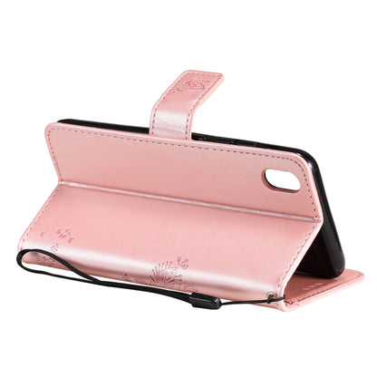 For vivo Y1s / Y90 / Y91C Tree & Cat Embossing Pattern Horizontal Flip PU Leather Case with Holder & Card Slots & Wallet & Lanyard(Rose Gold) - vivo Cases by buy2fix | Online Shopping UK | buy2fix