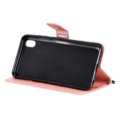 For vivo Y1s / Y90 / Y91C Tree & Cat Embossing Pattern Horizontal Flip PU Leather Case with Holder & Card Slots & Wallet & Lanyard(Rose Gold) - vivo Cases by buy2fix | Online Shopping UK | buy2fix