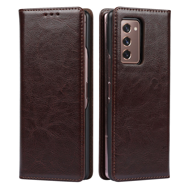 For Samsung Galaxy Z Fold2 5G 2 In 1 Crazy Horse Texture Split Horizontal Flip Leather Case with Holder & Card Slot(Dark Brown) by buy2fix