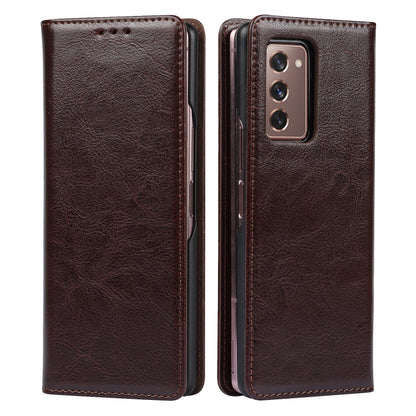 For Samsung Galaxy Z Fold2 5G 2 In 1 Crazy Horse Texture Split Horizontal Flip Leather Case with Holder & Card Slot(Dark Brown) by buy2fix