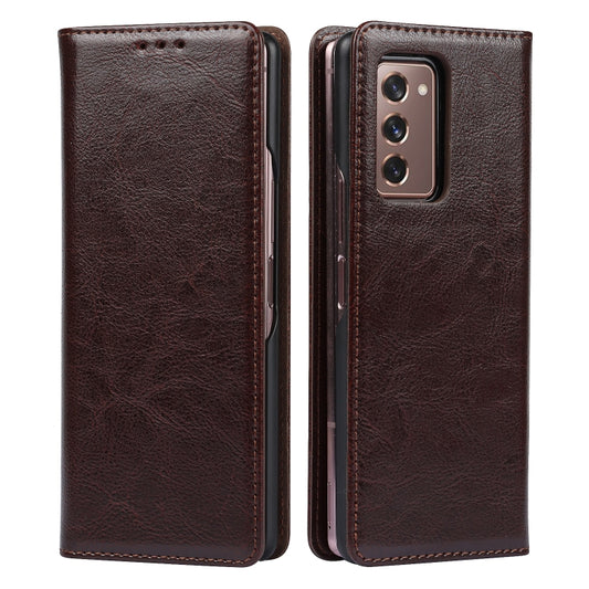 For Samsung Galaxy Z Fold2 5G 2 In 1 Crazy Horse Texture Split Horizontal Flip Leather Case with Holder & Card Slot(Dark Brown) by buy2fix
