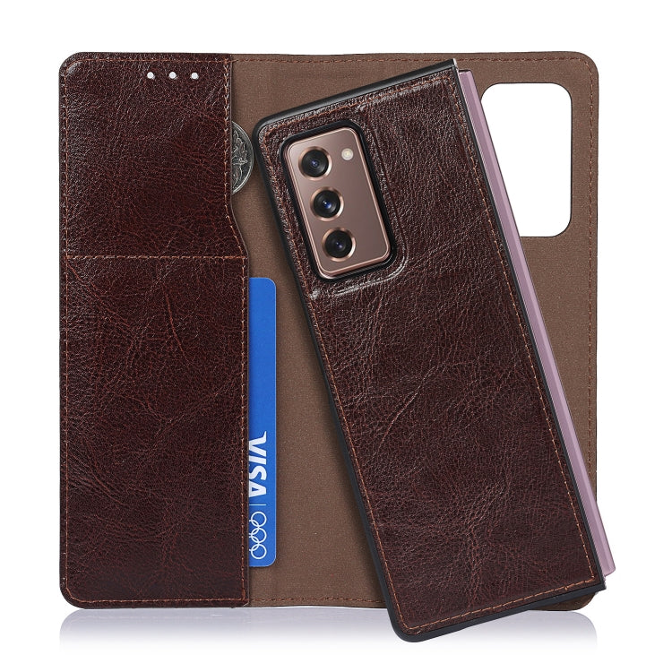 For Samsung Galaxy Z Fold2 5G 2 In 1 Crazy Horse Texture Split Horizontal Flip Leather Case with Holder & Card Slot(Dark Brown) by buy2fix