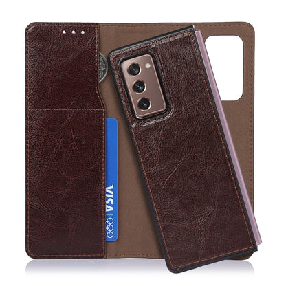 For Samsung Galaxy Z Fold2 5G 2 In 1 Crazy Horse Texture Split Horizontal Flip Leather Case with Holder & Card Slot(Dark Brown) by buy2fix
