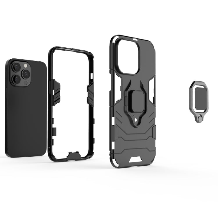 For iPhone 13 Pro Shockproof PC + TPU Protective Case with Magnetic Ring Holder (Black) - iPhone 13 Pro Cases by buy2fix | Online Shopping UK | buy2fix