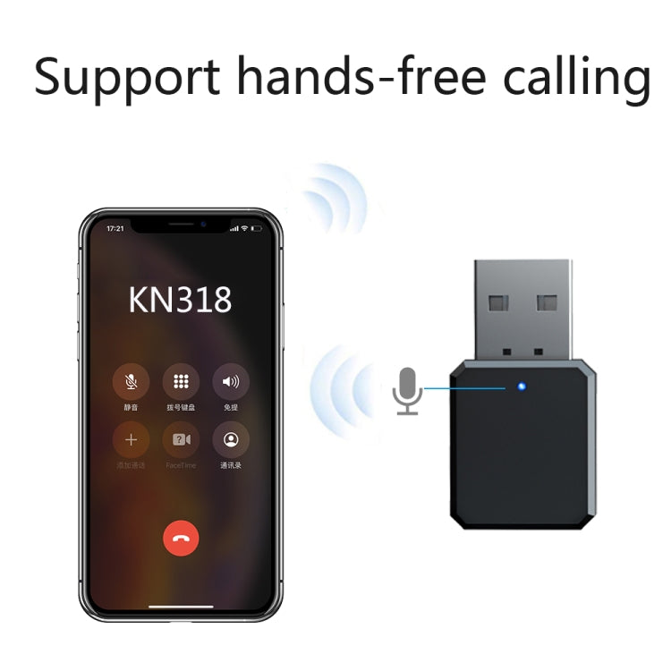KN318 USB Bluetooth 5.1 Adapter Audio Receiver - Bluetooth Dongle by buy2fix | Online Shopping UK | buy2fix