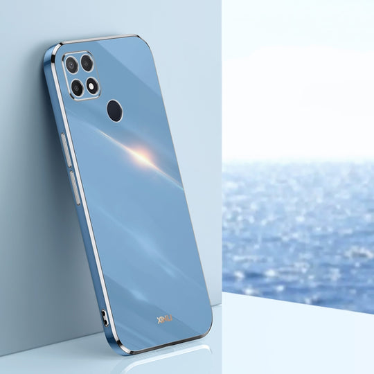 For OPPO A15 XINLI Straight Edge 6D Electroplate TPU Phone Case(Celestial Blue)