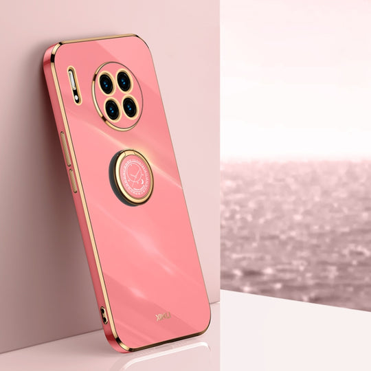 For Huawei Mate 30 Pro XINLI Straight Edge 6D Electroplate TPU Phone Case with Ring Holder(Hawthorn Red)