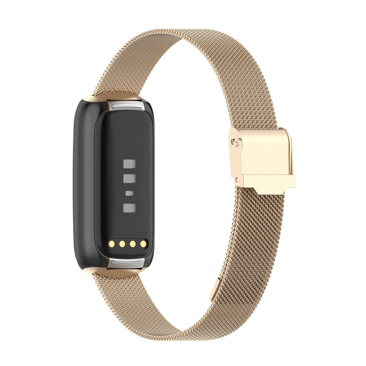 For Fitbit Luxe Clip-on Metal Watch Band(Champagne Gold) - Watch Bands by buy2fix | Online Shopping UK | buy2fix