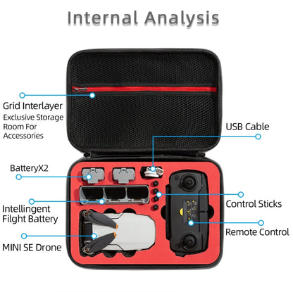 For DJI Mini SE Shockproof Carrying Hard Case Storage Bag, Size: 21.5 x 29.5 x 10cm(Grey + Red Liner) - Carry Cases & Bags by buy2fix | Online Shopping UK | buy2fix
