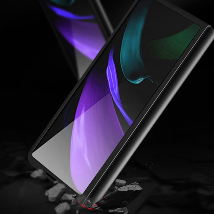 For Samsung Galaxy Z Fold3 5G Carbon Fiber Texture Shockproof Splicing Leather Case(Blue) by buy2fix