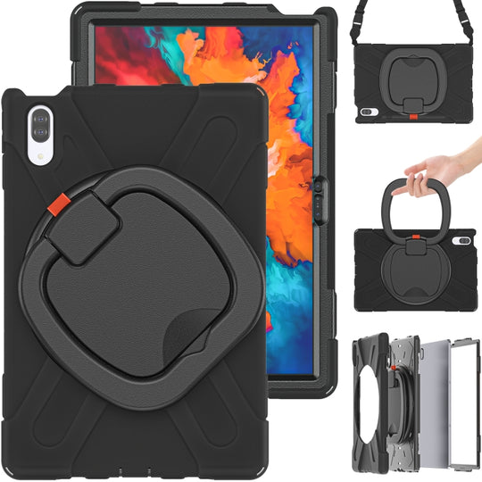 For Lenovo Tab P11 Pro TB-J706F / Xiaoxin Pad Pro Silicone + PC Protective Case with Holder & Shoulder Strap(Black)