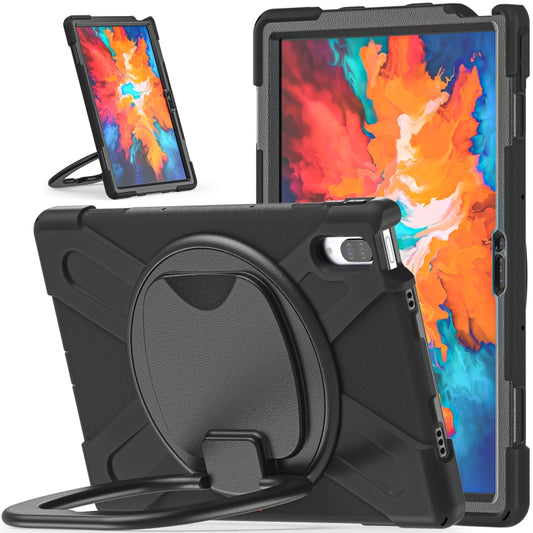 For Lenovo Tab P11 Pro TB-J706F / Xiaoxin Pad Pro Silicone + PC Protective Case with Holder & Shoulder Strap(Black) - Lenovo by buy2fix | Online Shopping UK | buy2fix