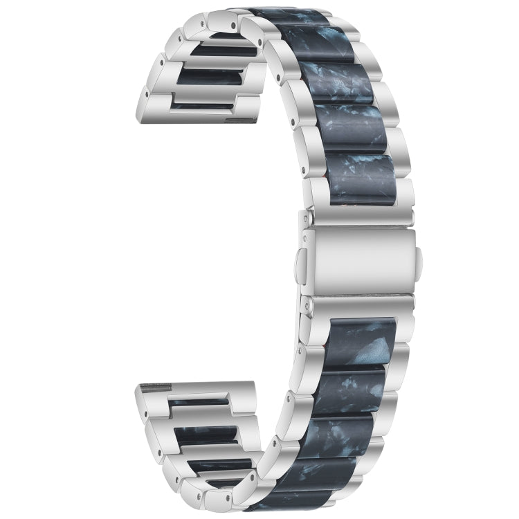 For Samsung Smart Watch 20mm Three-beads Steel + Resin Watch Band(Silver Blue) - Watch Bands by buy2fix | Online Shopping UK | buy2fix