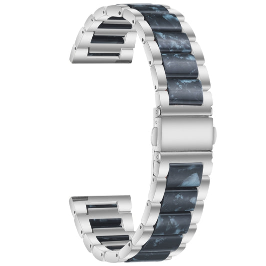For Samsung Smart Watch 20mm Three-beads Steel + Resin Watch Band(Silver Blue) - Watch Bands by buy2fix | Online Shopping UK | buy2fix