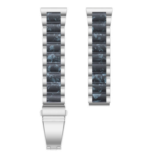 For Samsung Smart Watch 20mm Three-beads Steel + Resin Watch Band(Silver Blue) - Watch Bands by buy2fix | Online Shopping UK | buy2fix