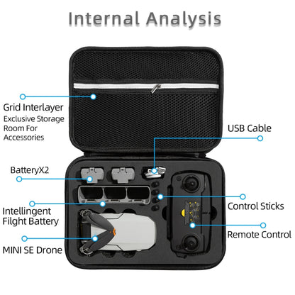 For DJI Mini SE Shockproof Nylon Carrying Hard Case Storage Bag, Size: 21.5 x 29.5 x 10cm(Black + Red Liner) - Carry Cases & Bags by buy2fix | Online Shopping UK | buy2fix