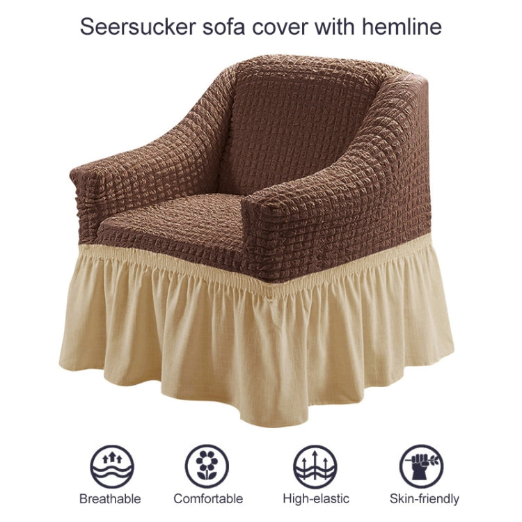Four Seasons Universal Elastic Full Coverage Skirt Style Sofa Cover, Size: Single S 90-140cm(One-color Dark Coffee) - Sofa Covers & Chair Covers by buy2fix | Online Shopping UK | buy2fix