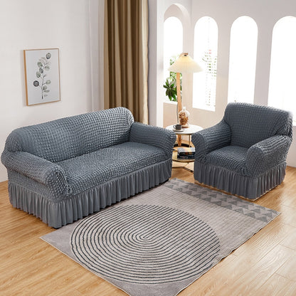 Four Seasons Universal Elastic Full Coverage Skirt Style Sofa Cover, Size: Single S 90-140cm(One-color Dark Coffee) - Sofa Covers & Chair Covers by buy2fix | Online Shopping UK | buy2fix