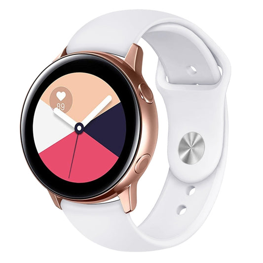 For Samsung Galaxy Watch Active2 Bluetooth Version 40mm Smart Watch Solid Color Silicone Watch Band, Size:S (White) - Watch Bands by buy2fix | Online Shopping UK | buy2fix